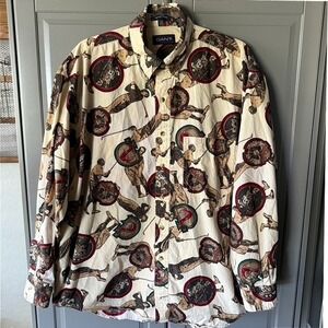 GANT Mens Vintage Novelty Golf Print Imperial‎ Poplin Button LS Shirt, Cream, XL